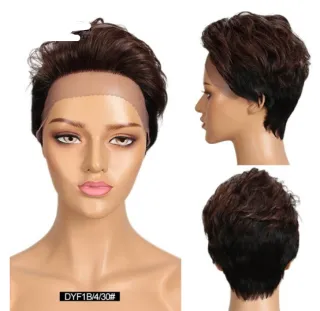 Front Lace Wig All Real Hair Short Headgear - Dyf1B430
