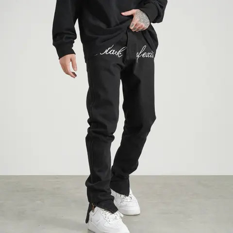 National Trendy Street Retro Embroidery Slit Jeans