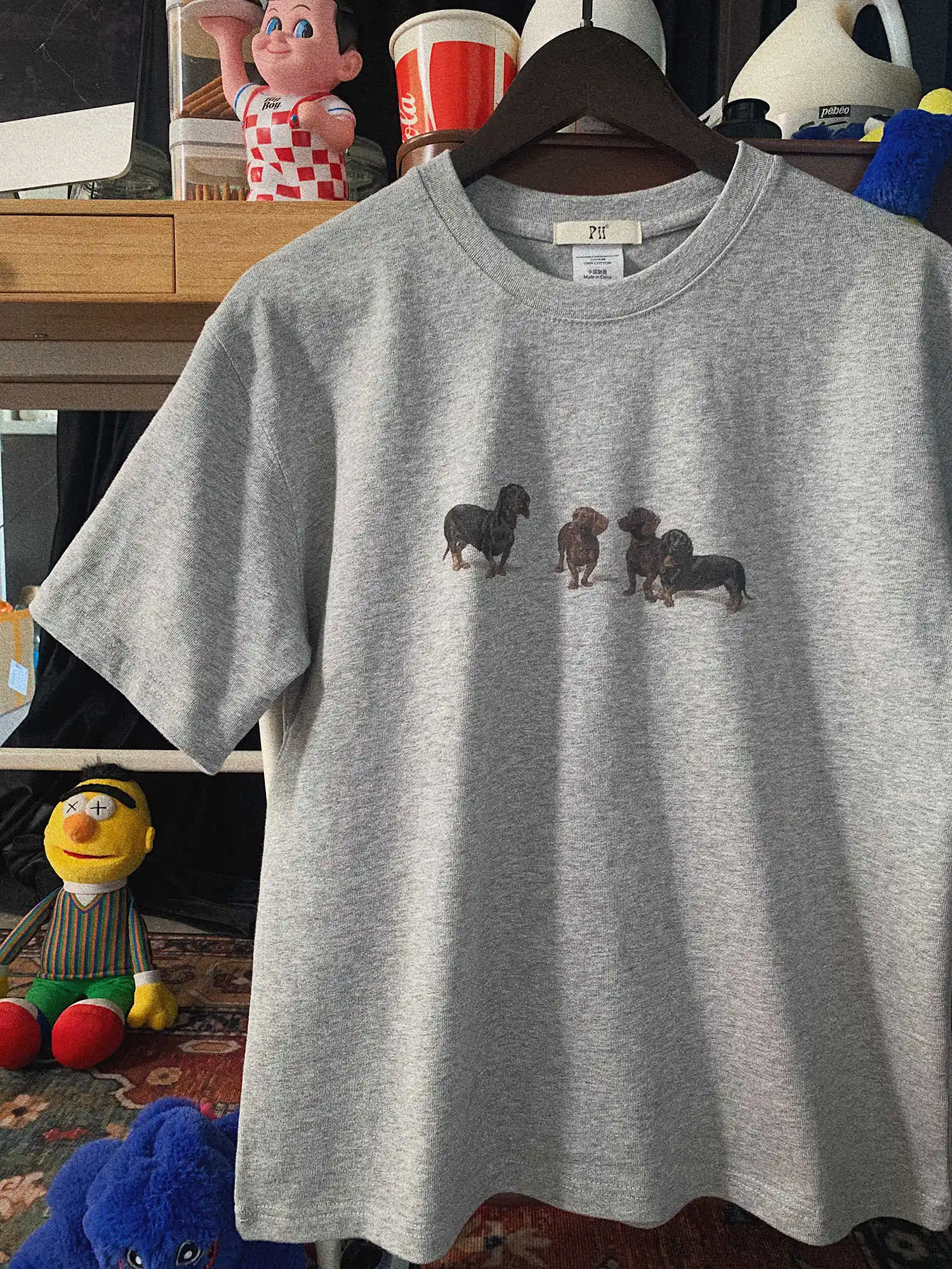 Sausage Dog Dogs Retro American Heavy Short-sleeved T-shirt