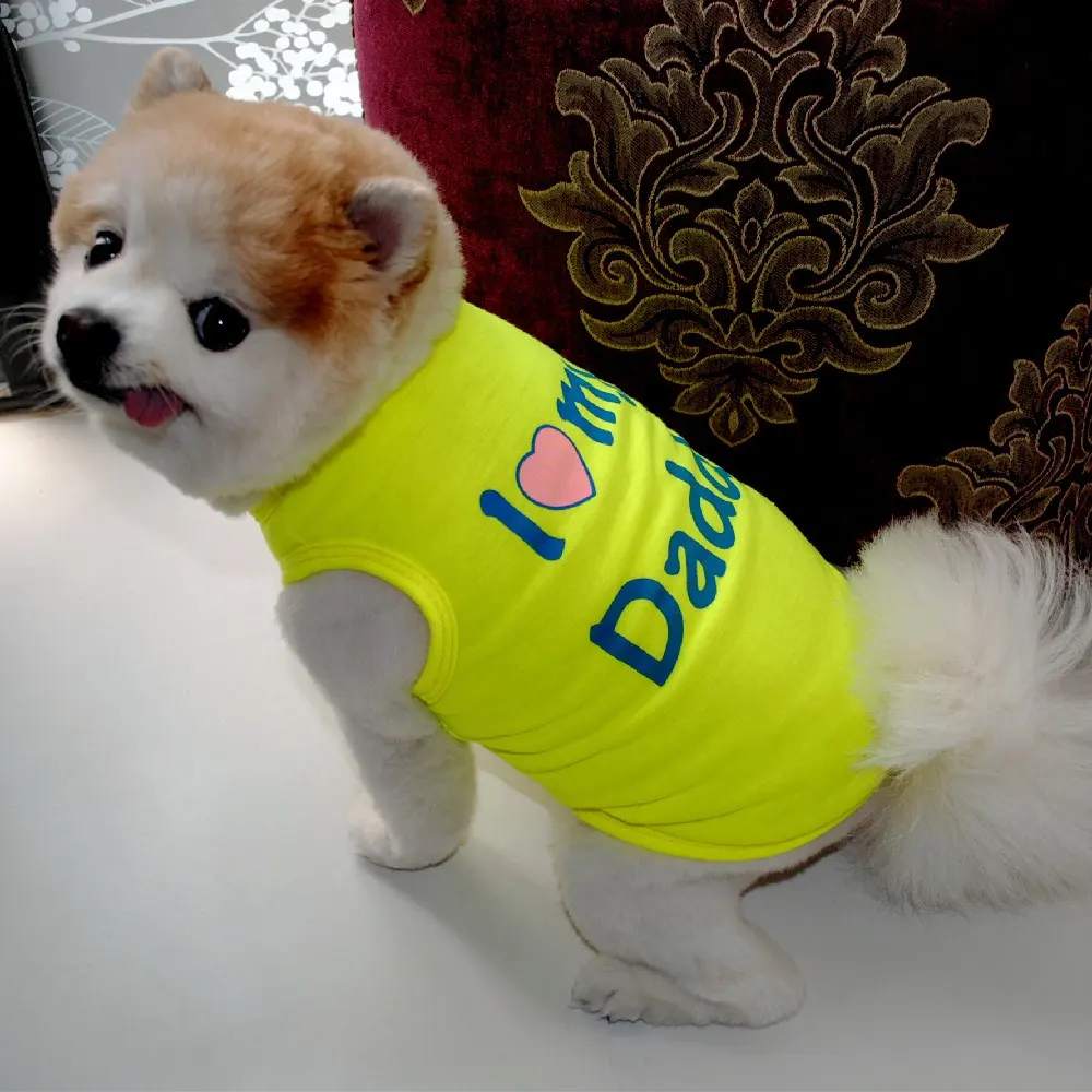 Pet Puppy Clothes Vest Classic Look Love Dad Mom