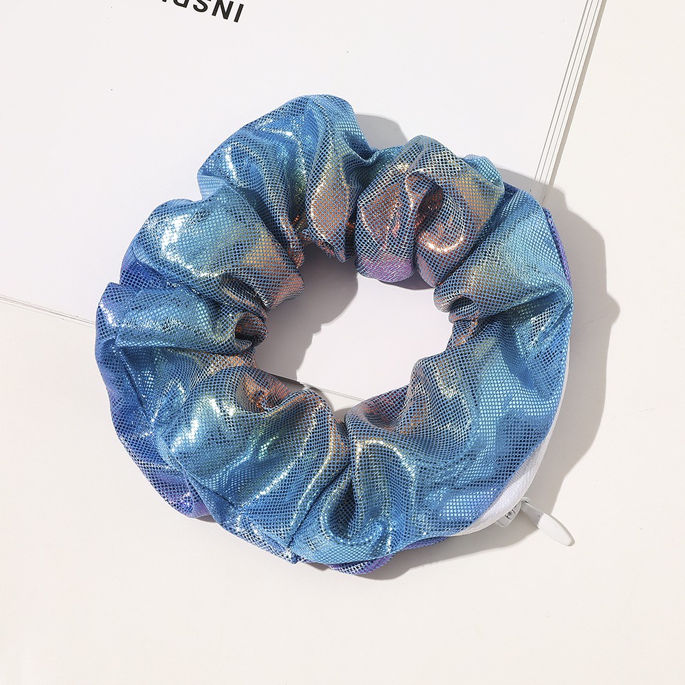 European And American Printed Satin Zipper Large Intestine Hair Ring