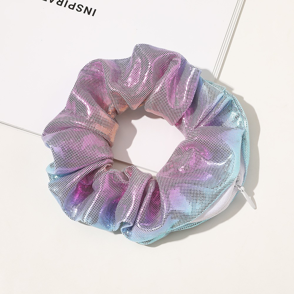 European And American Printed Satin Zipper Large Intestine Hair Ring