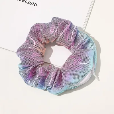 European And American Printed Satin Zipper Large Intestine Hair Ring