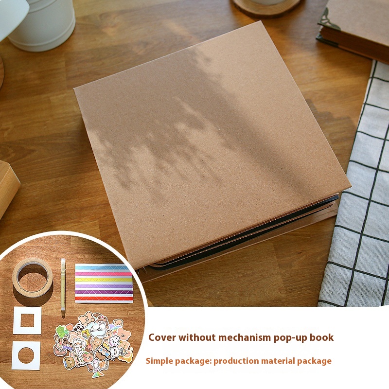 Specifications: As Shown In The Figure, Cover Color: Kraft Paper Blank Cover - Pop-up Book Album Finished Product Homemade Journal Book