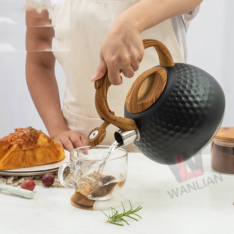 Black Hammer Pattern Whistle Kettle Coffee Brewing Milk Sound Water Pot