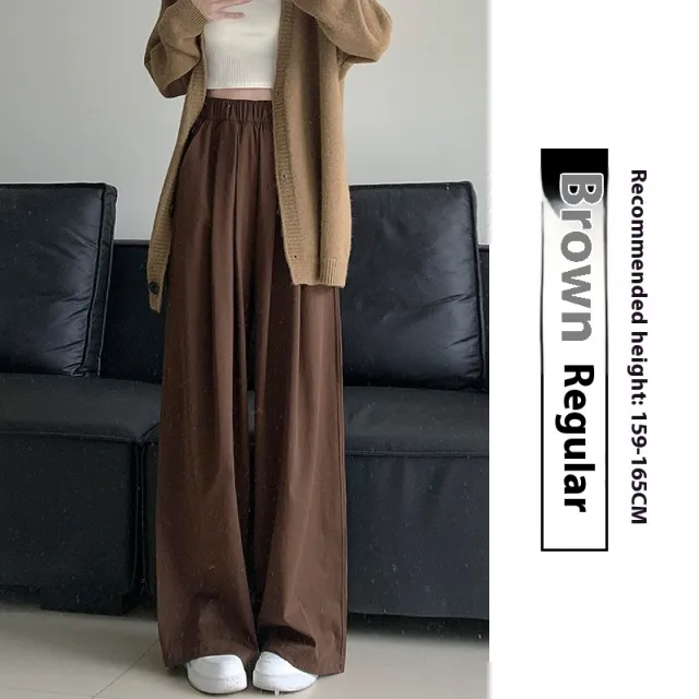 High Waist Drooping Casual Straight leg Idle Style Mopping Yamamoto Pants Brown - Shop at LoveMi