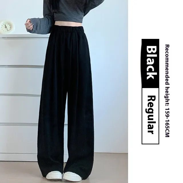 High Waist Drooping Casual Straight leg Idle Style Mopping Yamamoto Pants Black - Shop at LoveMi