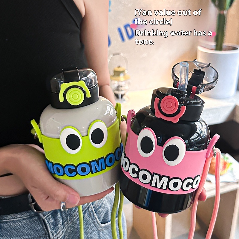 316 Stainless Steel Children's Thermos Mug Large Capacity Cup With Straw