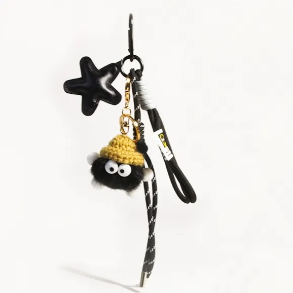 Cute Girl's Bag Accessories Keychain Black Briquette Pendant - Shop at LoveMi