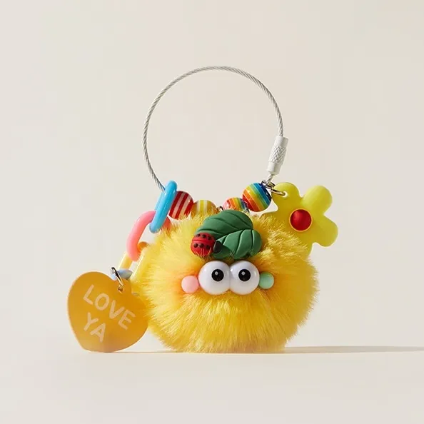 Cute Blush Ladybug Small Briquette Handbag Pendant Plush Bag Pendant Exquisite Keychain Yellow Big - Shop at LoveMi