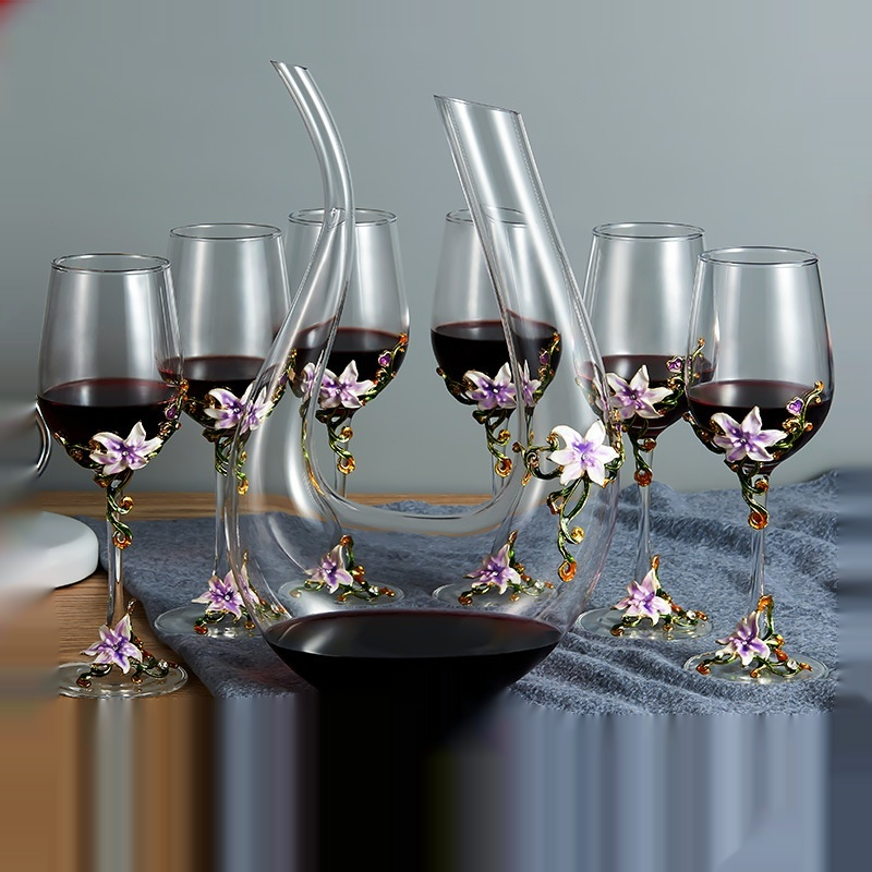 Enamel Goblet Crystal Glass Cup Home Use Set