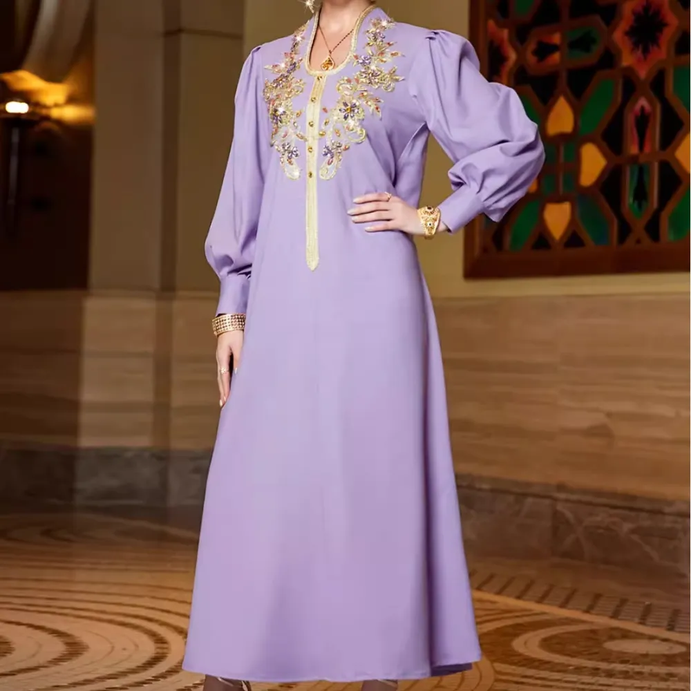 Dubai Robe Refined Handmade Lace Applique Dress