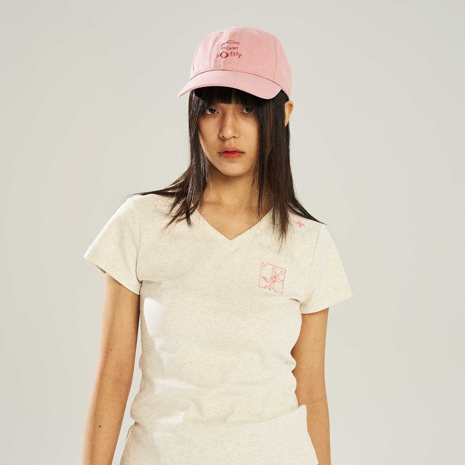 New Summer Sequin Lines All-match V-neck Slim-fit Short-sleeved