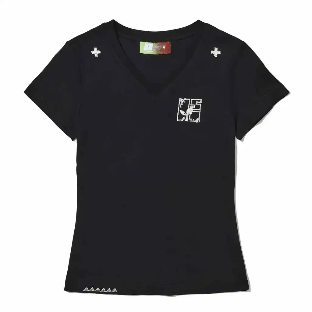 New Summer Sequin Lines All-match V-neck Slim-fit Short-sleeved - Black