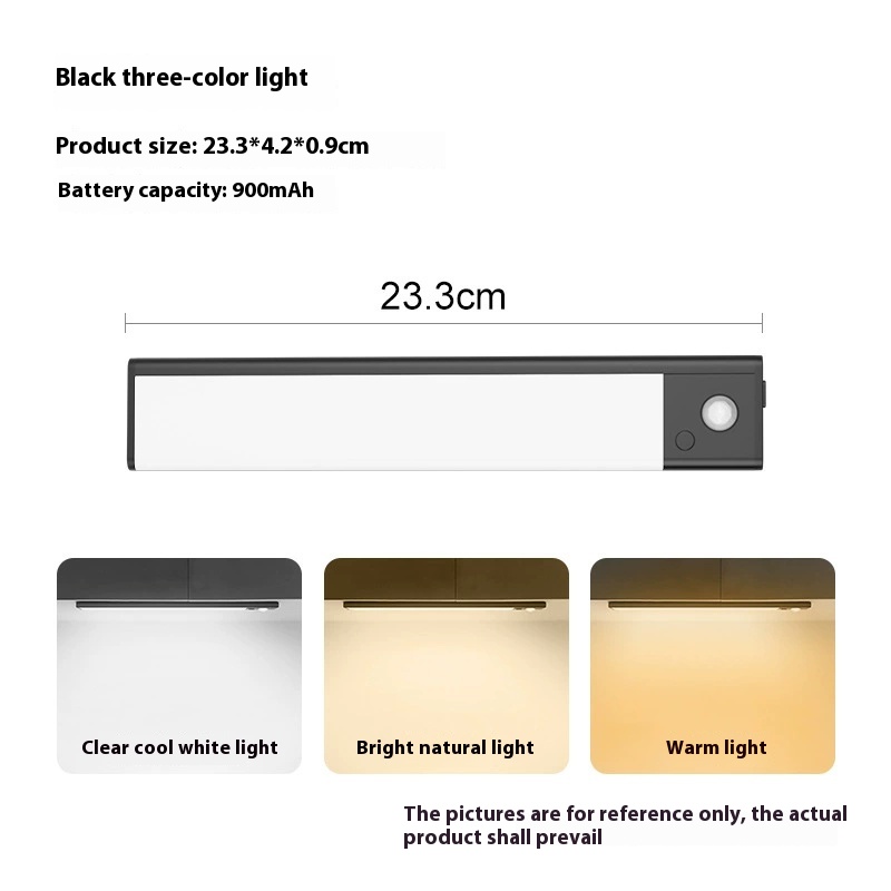Stair Magnetic Three-color Wireless Led Smart Rechargeable Wardrobe Wine Closet Light Bar