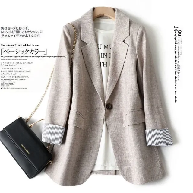 Women's Spring And Autumn Slim Suit Jacket Apricot - Shop at LoveMi