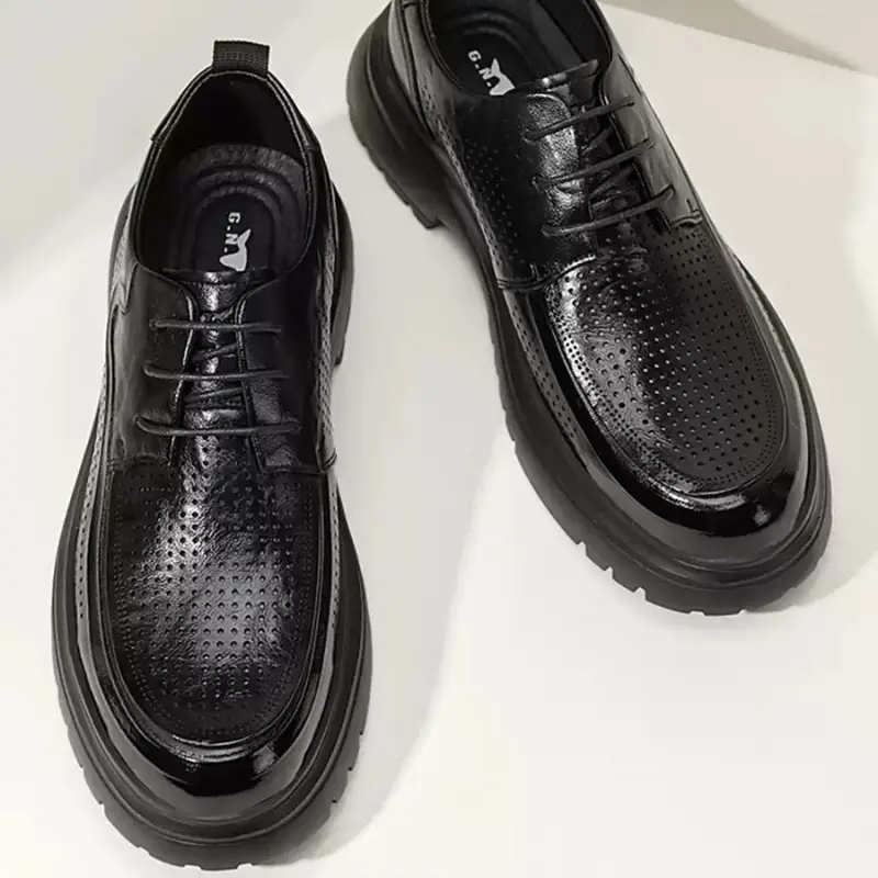 Men's Leather Shoes Summer Breathable Soft Bottom Business Casual
