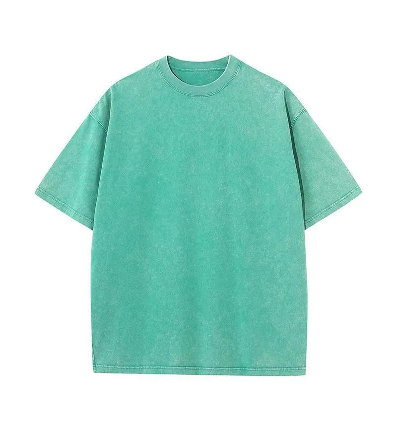 Washed Old Short-sleeved T-shirt For Men And Women - Green