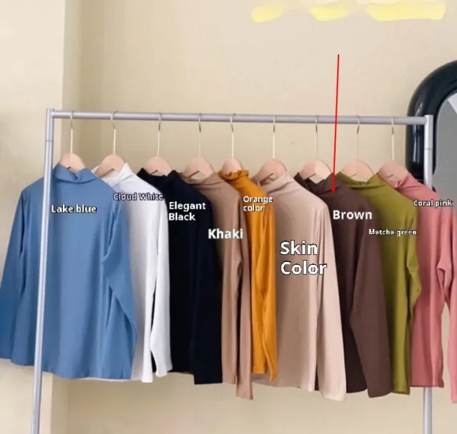 Half Turtleneck Solid Color Inner Wear Slim Fit Long sleeved T shirt Women Brown - Shop at LoveMi
