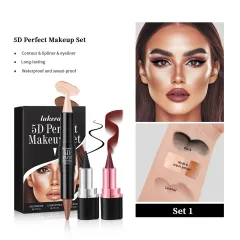 Lipstick Lip Liner Eyeliner Highlight Contour Stick Suit 5D Face Makeup Set Suit - 3G - View 1