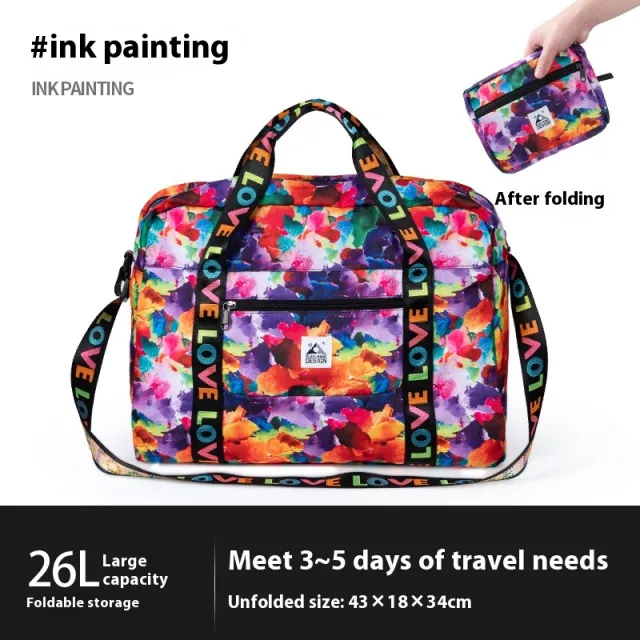Travel Bag Large Capacity Lightweight Tote Business Traveling Luggage Bag Can Cover Trolley Case Ink Painting 43X18X34Cm - Shop at LoveMi