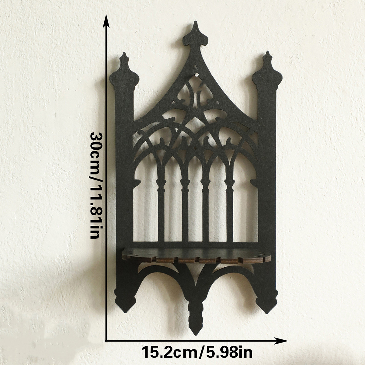 Black Cathedral Window Wall Shelf Goth