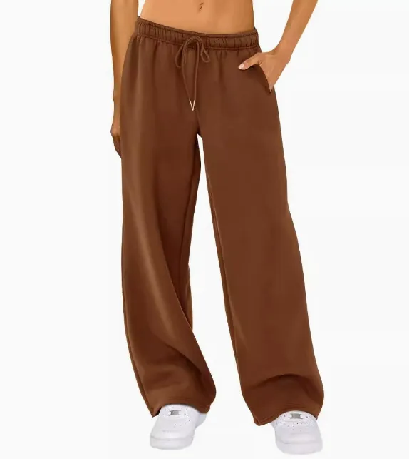 Women's Casual Loose Solid Color Sweatpants Brown - Shop at LoveMi