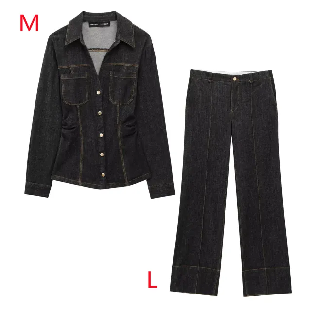 European And American Style Slim fit Long sleeved Lapel Shirt And Trousers Set Set9 - Shop at LoveMi