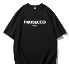 Women's Clothing Round Neck White Loose All-match Letters Printed Short-sleeved Top Outer Wear - Black - View 1
