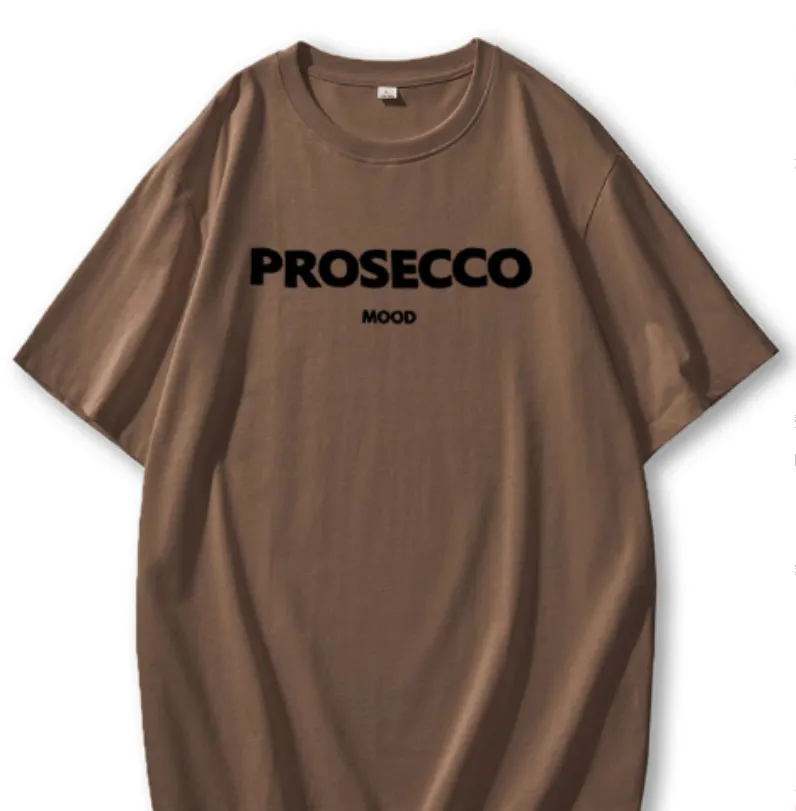 Women's Clothing Round Neck White Loose All-match Letters Printed Short-sleeved Top Outer Wear - Brown