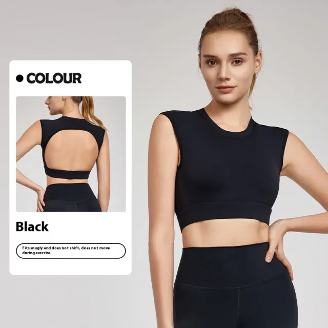 Sports Vest Women's Fixed Cup Cool Breathable Fitness Vest Black - Shop at LoveMi