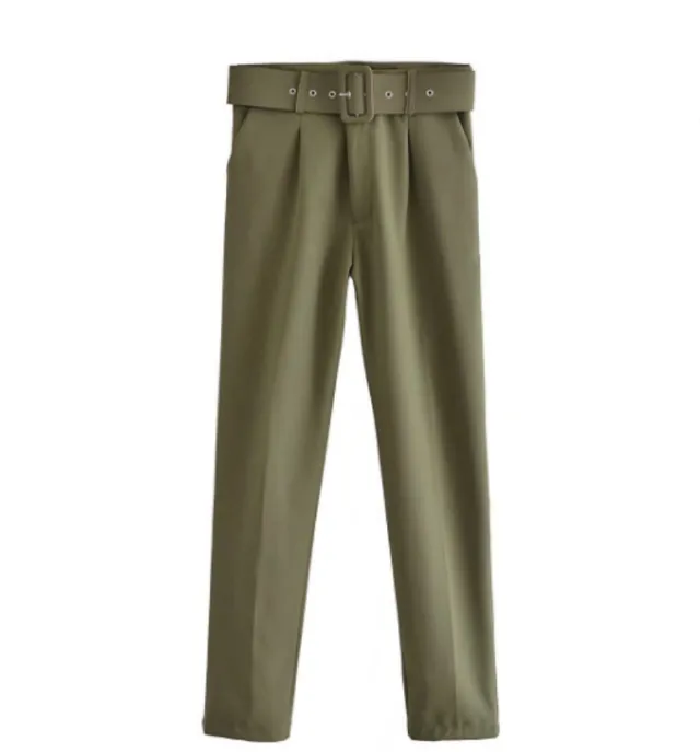 Women's Elegant Graceful Slim fitting Ankle tied Casual Pants Army Green - Shop at LoveMi
