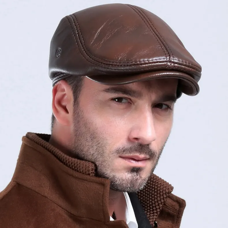 Middle-aged and Elderly Casual Leather Hats
