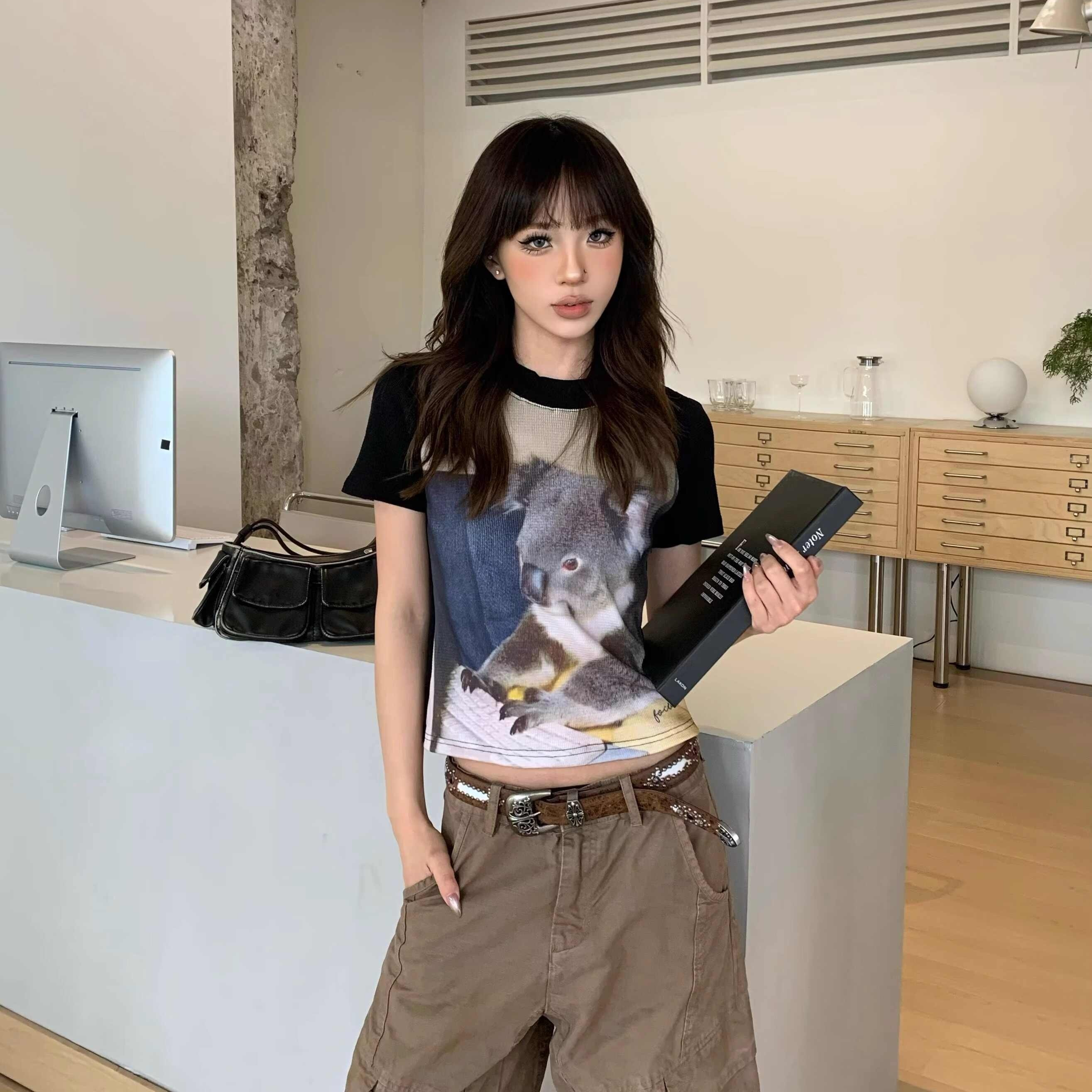 Summer Koalas Kaola Vintage Print Short-sleeved T-shirt For Women