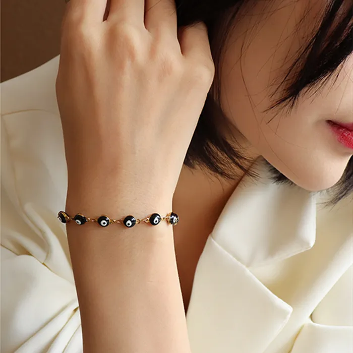 Black Oil Drip Bracelet Titanium Steel Women's