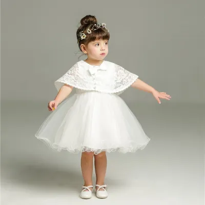 Cute Baby White Fluffy Dress Two-piece Set