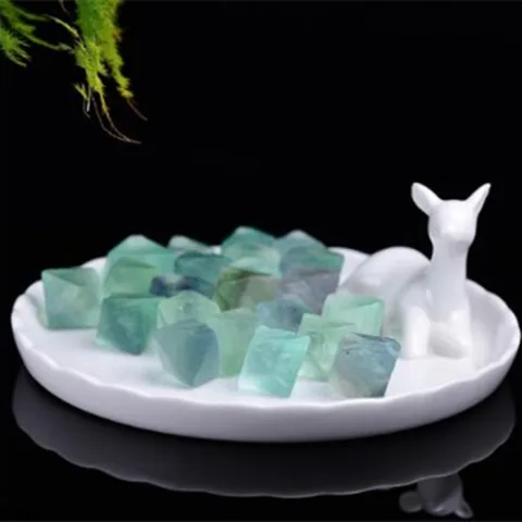 Rough Double-pointed Octahedral Green Fluorite