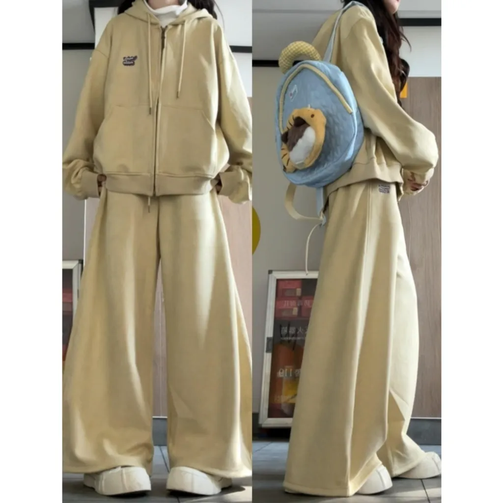 College Style Sportswear Suit Female Spring And Autumn Students Korean Style - Yellow