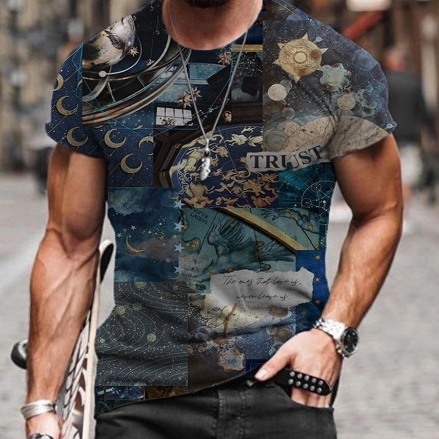 Digital Printed Short-sleeved Round Neck T-shirt
