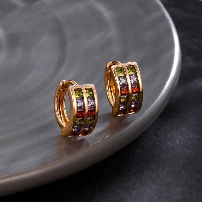Color Square Zircon Earrings Trendy Earrings