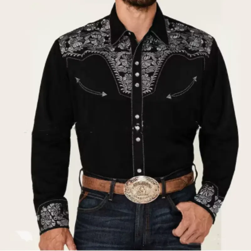Retro Cardigan Lapel Men's Casual Printed Shirt