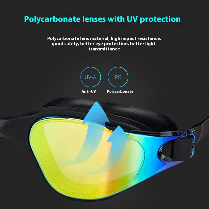 One-piece Silicone Large Frame Large Vision Waterproof Swimming Goggles - Image 4