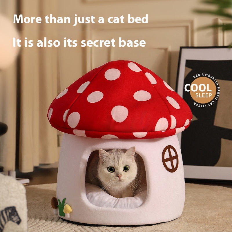 Mushroom Four Seasons Universal Cat Bed Cute Cat Semi-enclosed