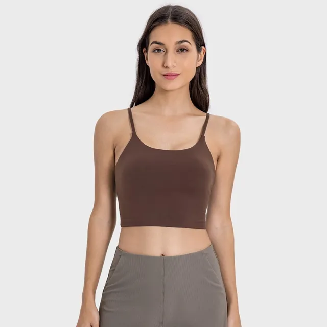 Yoga Jacket Women's Sports Underwear With Chest Pad Thin Belt Beauty Back Coffee - Shop at LoveMi