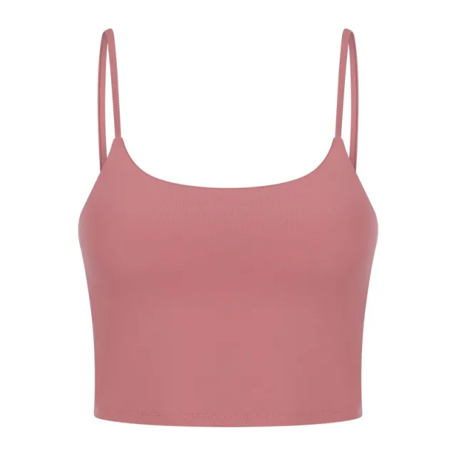 Yoga Jacket Women's Sports Underwear With Chest Pad Thin Belt Beauty Back Peach Blush - Shop at LoveMi
