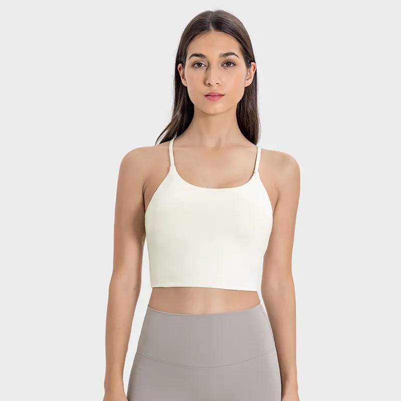 Yoga Jacket Women's Sports Underwear With Chest Pad Thin Belt Beauty Back - Albumin-S