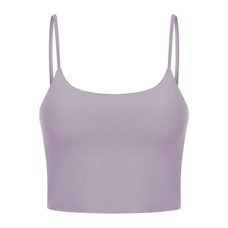 Yoga Jacket Women's Sports Underwear With Chest Pad Thin Belt Beauty Back - Gray