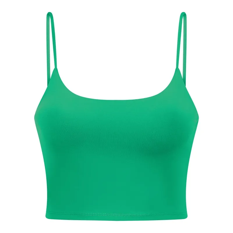 Yoga Jacket Women's Sports Underwear With Chest Pad Thin Belt Beauty Back - Onion Greenpale Green