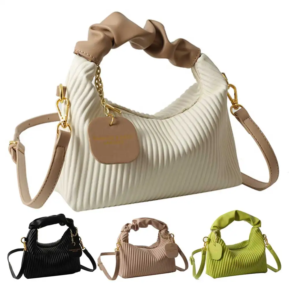 Women Fashion Crossbody Bag PU Leather Pleated Cloud Small