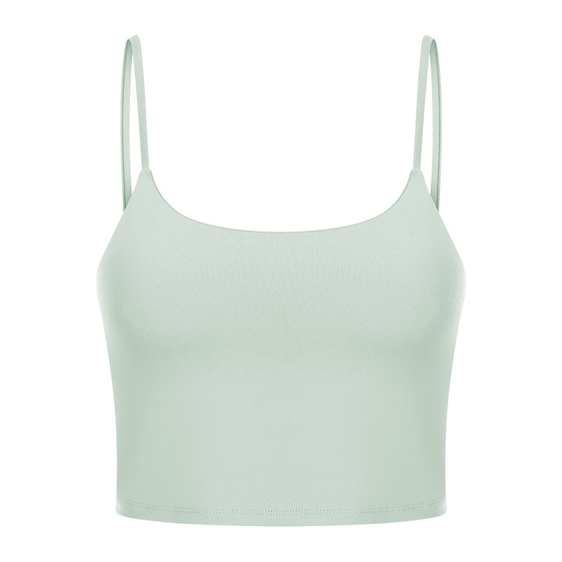 Yoga Jacket Women's Sports Underwear With Chest Pad Thin Belt Beauty Back Azure S - Shop at LoveMi